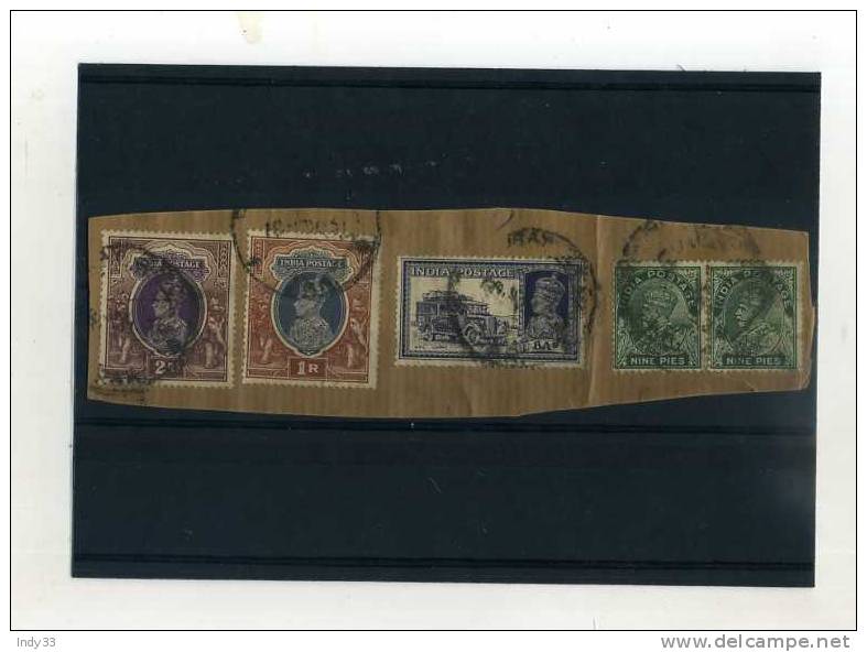 - ENSEMBLE DE TIMBRES DE L´INDE ANGLAISE SUR FRAGMENT . GEORGE V ET GEORGE VI - 1936-47 Koning George VI