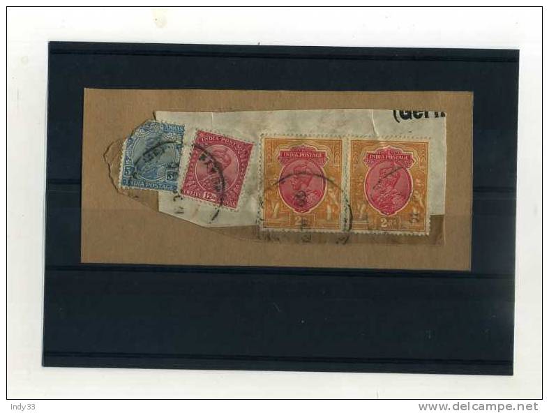 - ENSEMBLE DE TIMBRES DE L´INDE ANGLAISE SUR FRAGMENT . GEORGE V - 1911-35 King George V