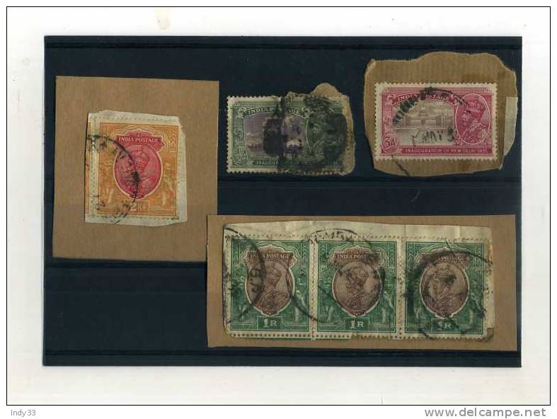 - ENSEMBLE DE TIMBRES DE L´INDE ANGLAISE SUR FRAGMENTS . GEORGE V - 1911-35 King George V