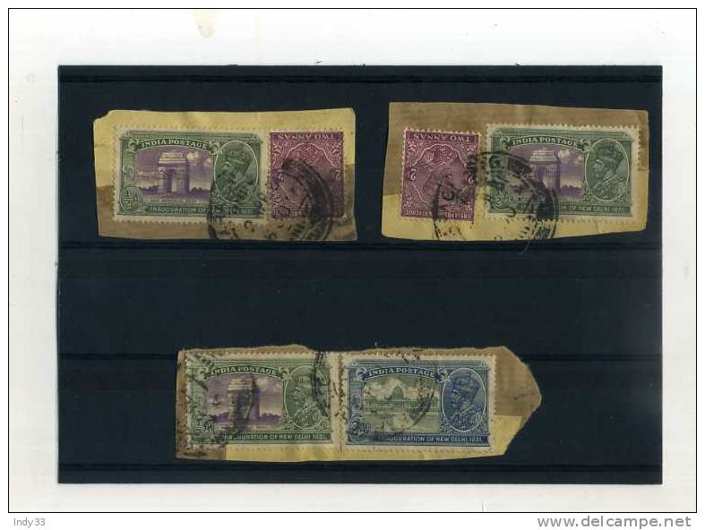 - ENSEMBLE DE TIMBRES DE L´INDE ANGLAISE SUR FRAGMENT . GEORGE V - 1911-35 Roi Georges V