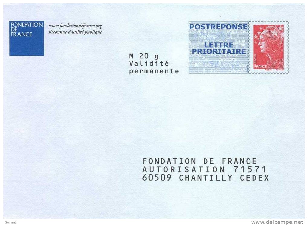 PAP REPONSE FONDATION DE FRANCE  MARIANNE DE BEAUJARD N°09P344 - Prêts-à-poster: Réponse /Beaujard