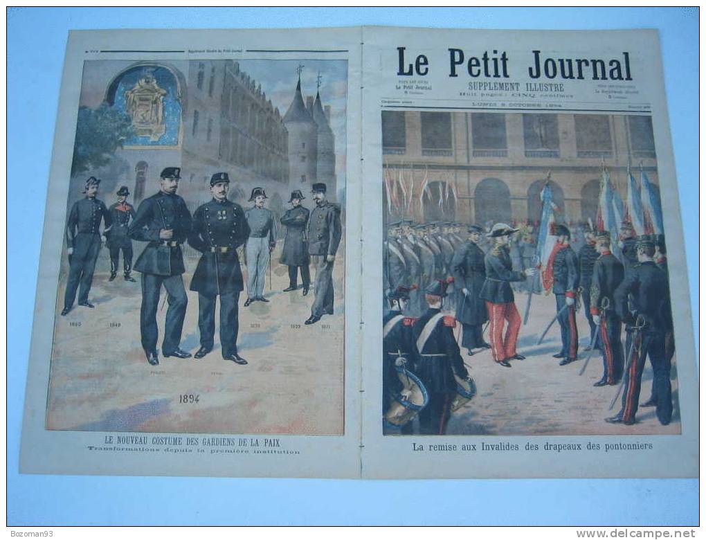 LE PETIT JOURNAL N° 0203 DU 03/10/1894 LE DRAPEAU DES PONTONNIERS + NOUVEAU COSTUME DES GARDIENS DE LA PAIX - Le Petit Journal