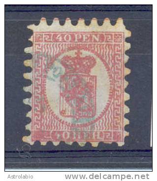 Finlande 1866-70 " 40 P." Yvert 9, Dent Percés En Serpentins, Oblitere - Gebruikt