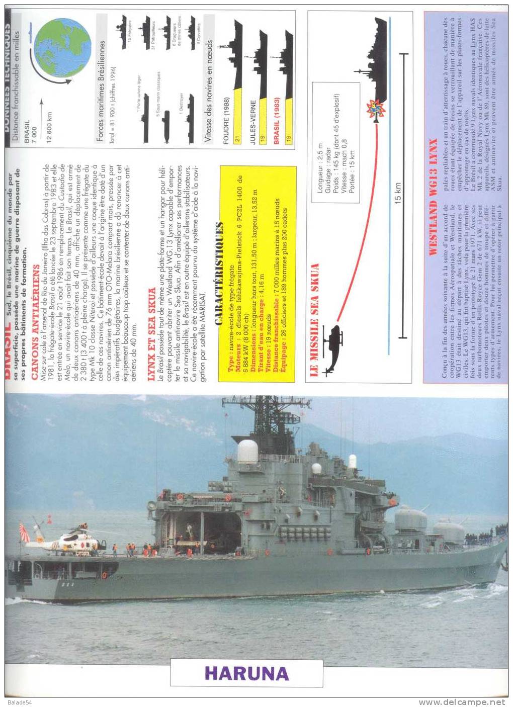 8 Fiches BATEAUX : Navire Utilitaire – Escorteur – Bâtiment Amphibie – Destroyer – Navire école - Barcos