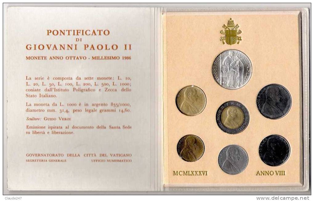 Vaticano 1986 Divisionale - Giovanni Paolo II Anno VIII - FDC Confezione Originale - Vatican