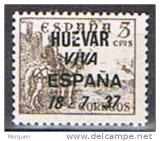 Viñeta HUEVAR (Sevilla) Sobrecarga 1937. Guerra Civil - Spanish Civil War Labels