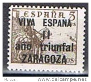 Viñeta ZARAGOZA Sobrecarga II Año Triunfal. Guerra Civil - Spanish Civil War Labels