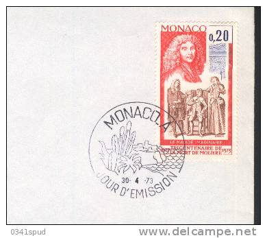 1973  Monaco  FDC  Moliere  Théâtre Teatro Theatre - Théâtre