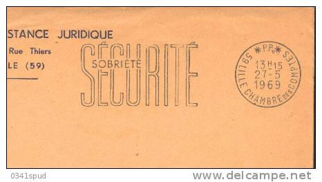 1969  France  59 Lille  PP  Sobriété Sécurité Sur Lettre - Drogue