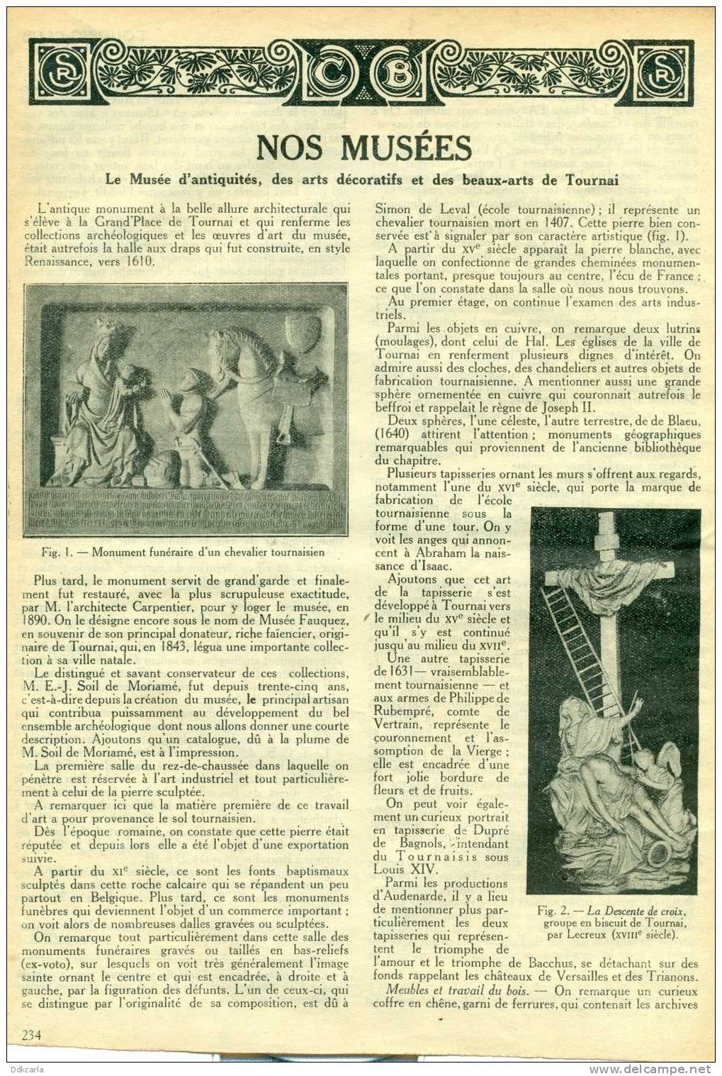 Reportage Uit Oud T.C.B. Magazine 1925 - Nos Musées: Le Musée D´antiquités De Tournai - Non Classés