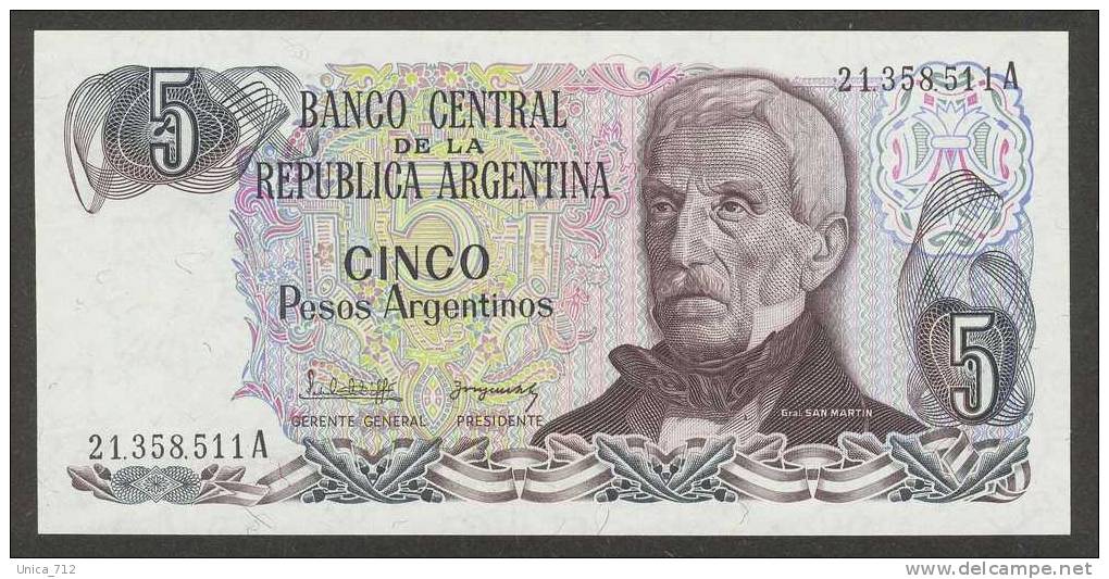 Argentine - Billet De 5 Pesos Neuf Non Daté - Argentina