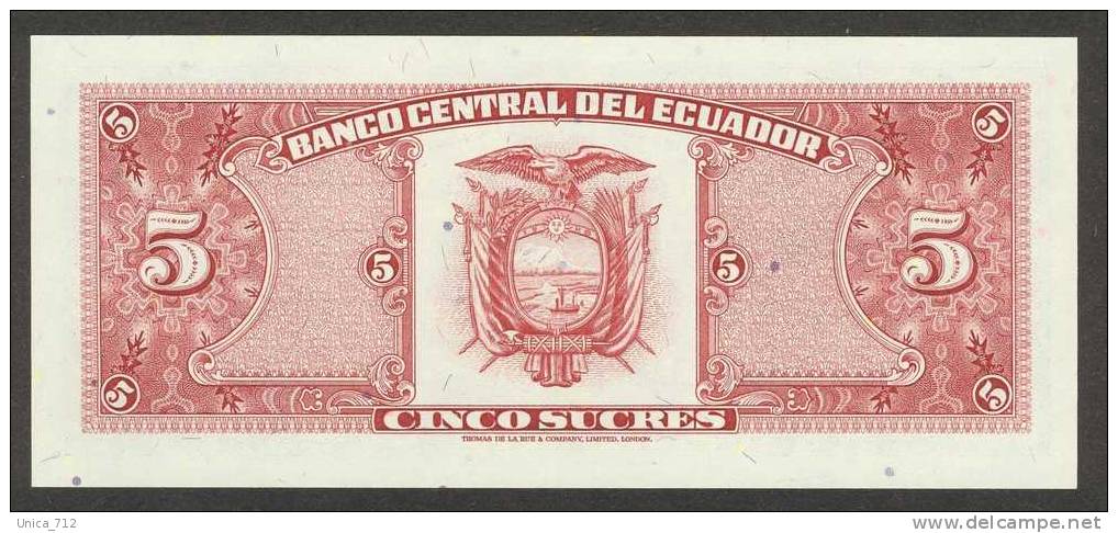 Equateur - Billet De 5 Sucres De 1988  Neuf - Equateur