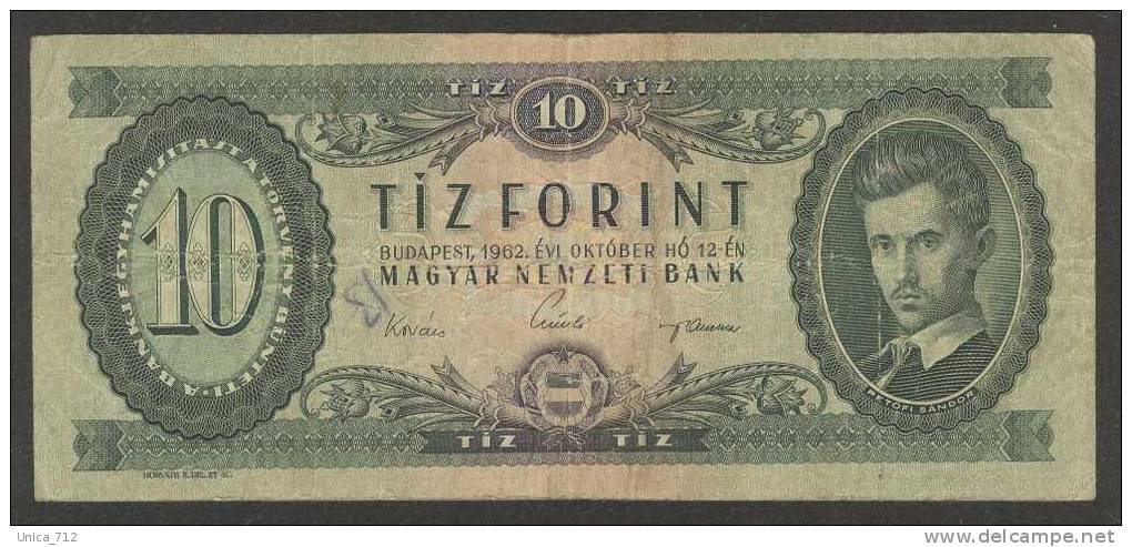 Hongrie - Billet De 10 Forint De 1962 - - Hongrie