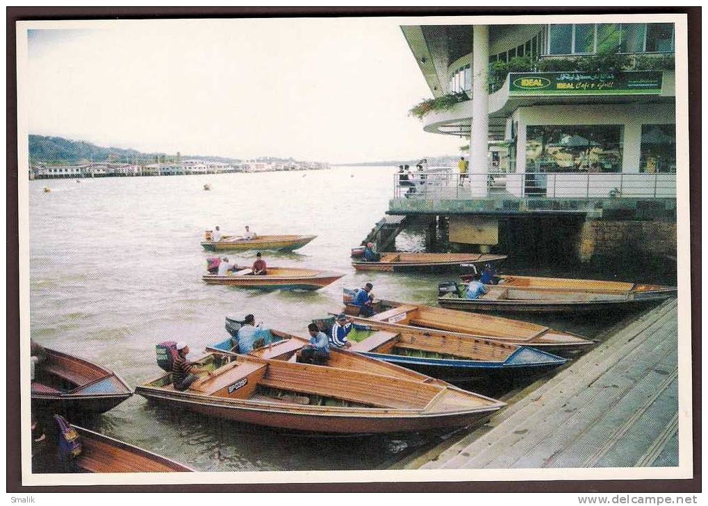 Brunei Darussalam, Water Taxi Stand, Boats, Mint - Brunei