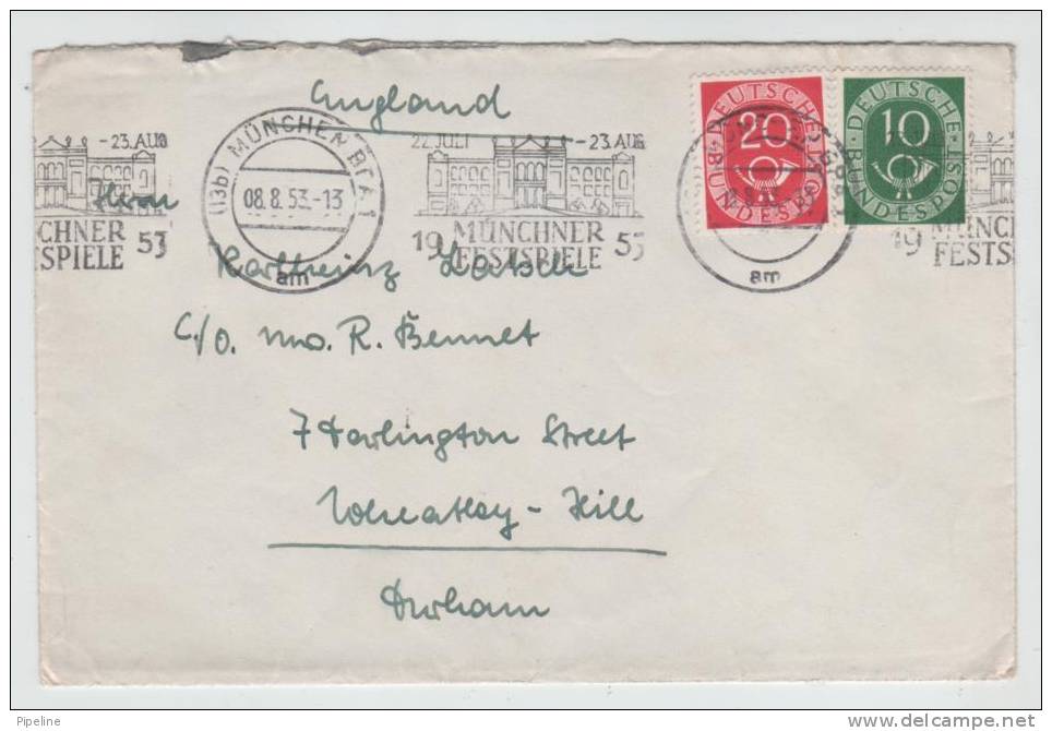 Germany Cover Sent To England 8-8-1953 - Covers & Documents