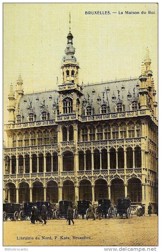 BELGIQUE - Cpa Toilée - BRUXELLES  -  BELLE VUE ANIMEE DE LA MAISON DU ROI - Altri & Non Classificati