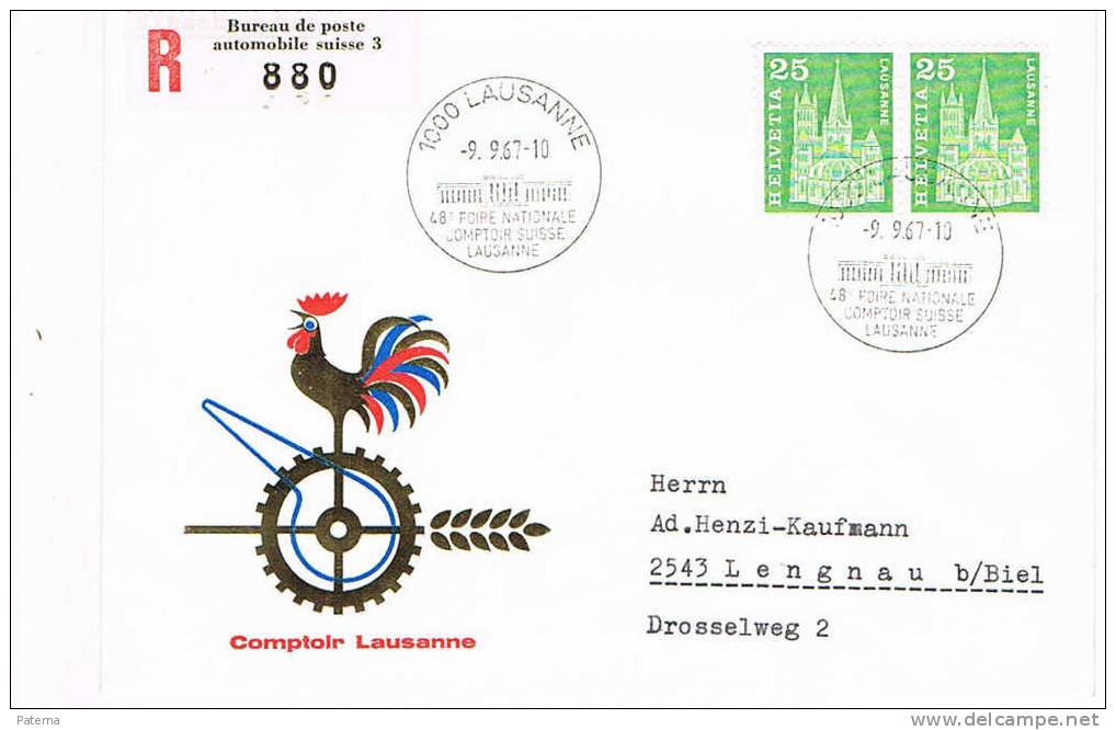 Carta, Certificada, LAUSANNE 1967 (Suiza),, Cover, Lettre, Letter - Storia Postale