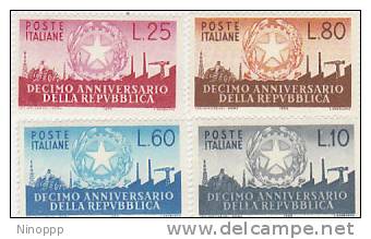 Italy-1956 10th Anniversary Of The Republic Mint Hinged - 1946-60: Ungebraucht