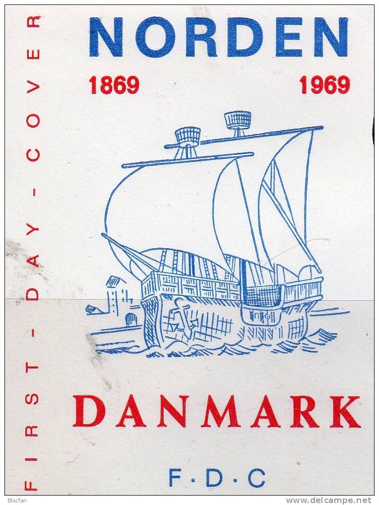 Gemeinschaft Nordland 1969 Dänemark 475/6+FDC O 4€ Alte Schiffe CEPT Mitläufer Historische Gogge Ships Cover EUROPA - Briefe U. Dokumente