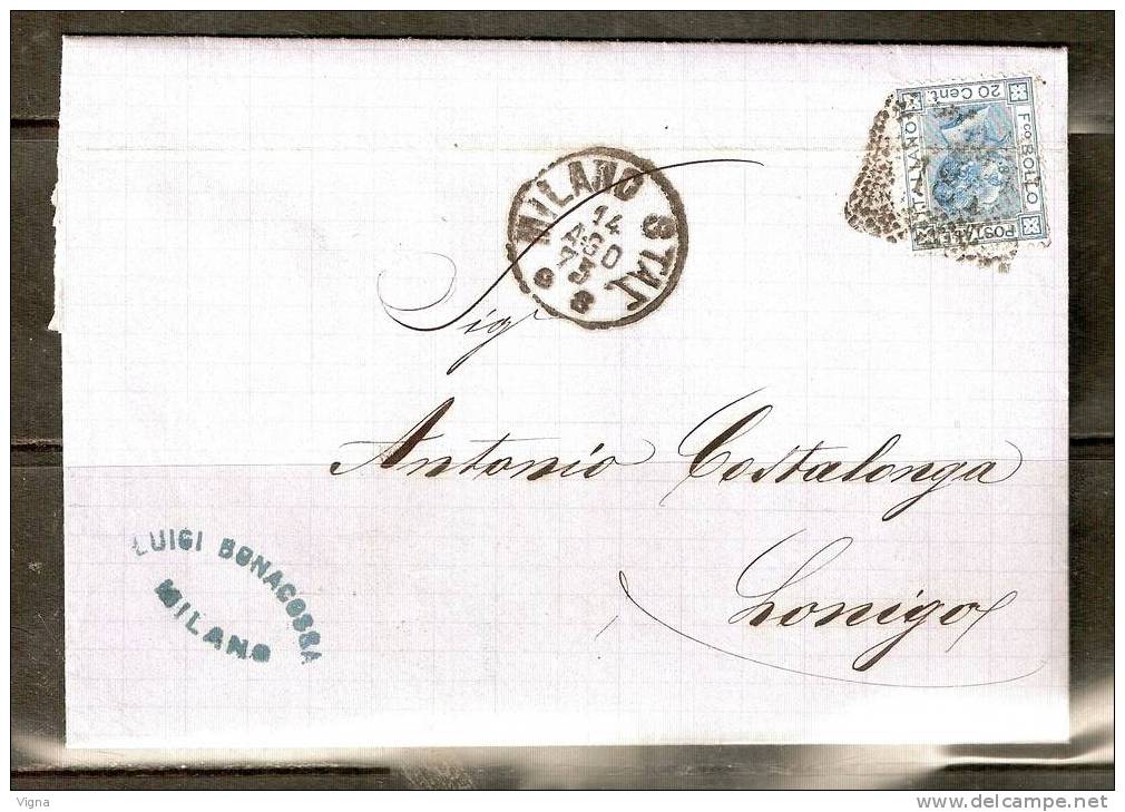 RE48 - REGNO D´ITALIA - Lettera Da Milano A Lonigo Del 14/8/1875 - Storia Postale