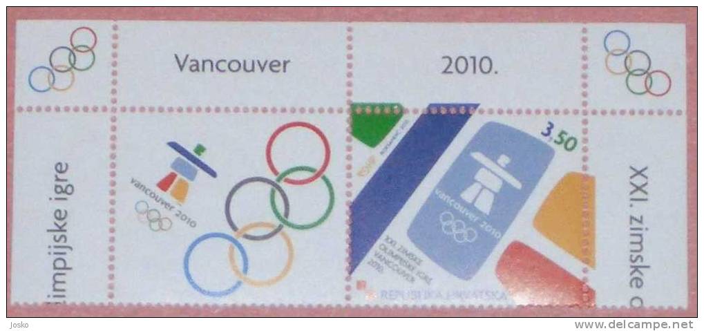 WINTER OLYMPIC GAMES VANCOUVER 2010. Canada ( Croatia Stamp & Label MNH** ) Jeux Olympiques D`hiver  Olympia - Winter 2010: Vancouver