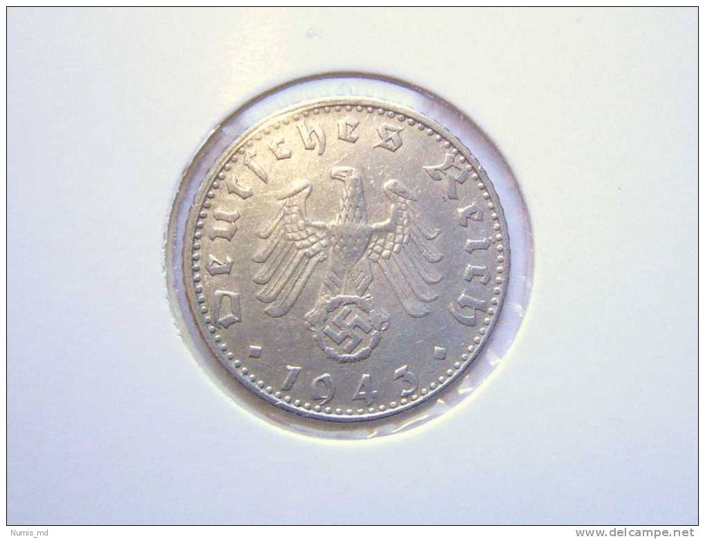 SELTENE BUCHSTABE ! : 50 Reichspfennig 1943 G *SS/VZ* - J372 - 50 Reichspfennig