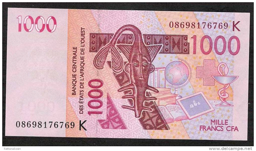 WAS SENEGAL P718Kf   1000 FRANCS  2008   AUNC - Senegal