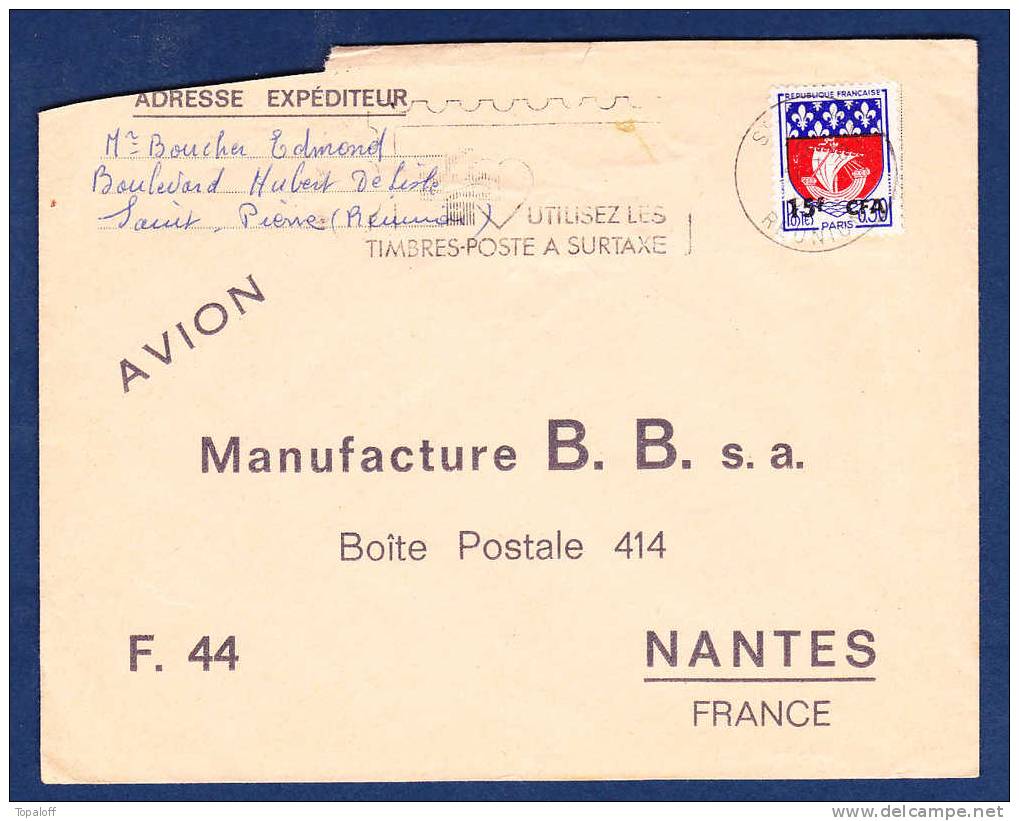 REUNION Lettre Cachet St Pierre 1970 TB - Storia Postale