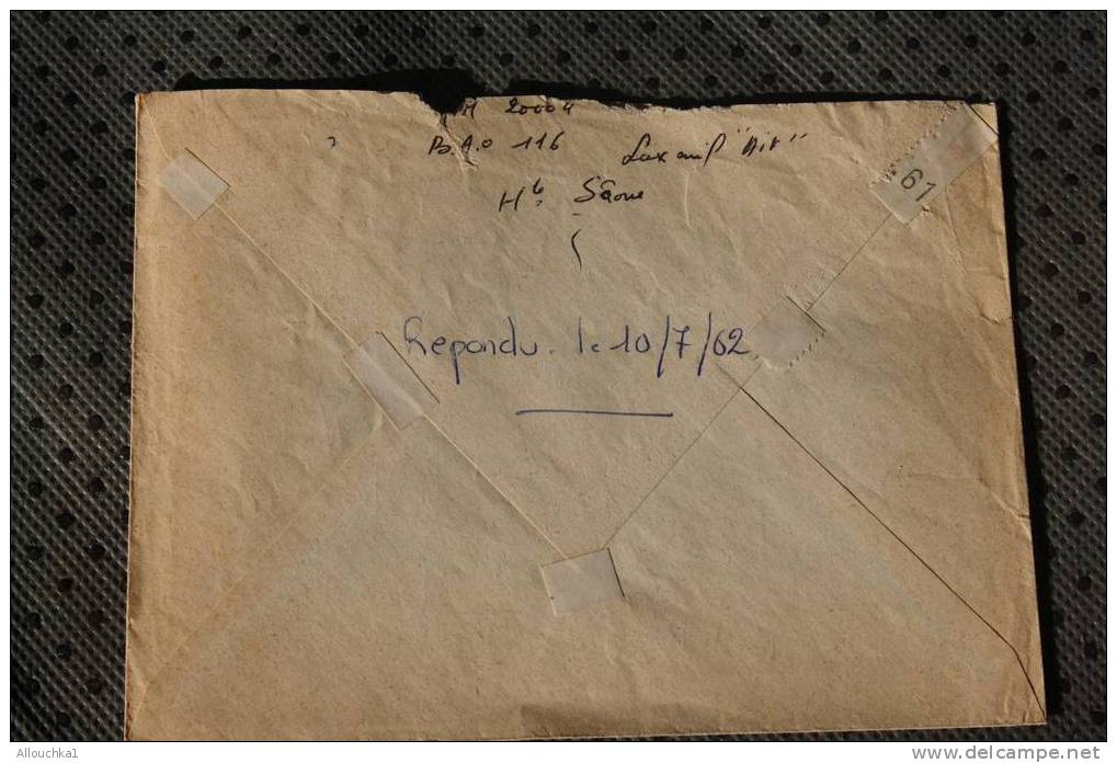 1962 MILITARIA CACHET HEXAGONAL POINTILLE LUXEUIL SECTEUR POSTAL 116 FRANCE LETTRE: FRANCHISE MILITAIRE F.M. MARCOPHILIE - Cachets Militaires A Partir De 1900 (hors Guerres)