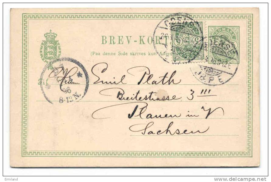 Ganzsache Odense 1896 - Plauen - Postal Stationery