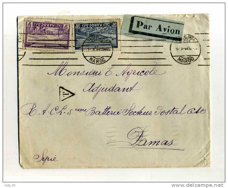 - FRANCE COLONIES . AFFRANCHISSEMENT COMPOSE SUR ENVELOPPE AERIENNE DE 1934 POUR DAMAS - Airmail