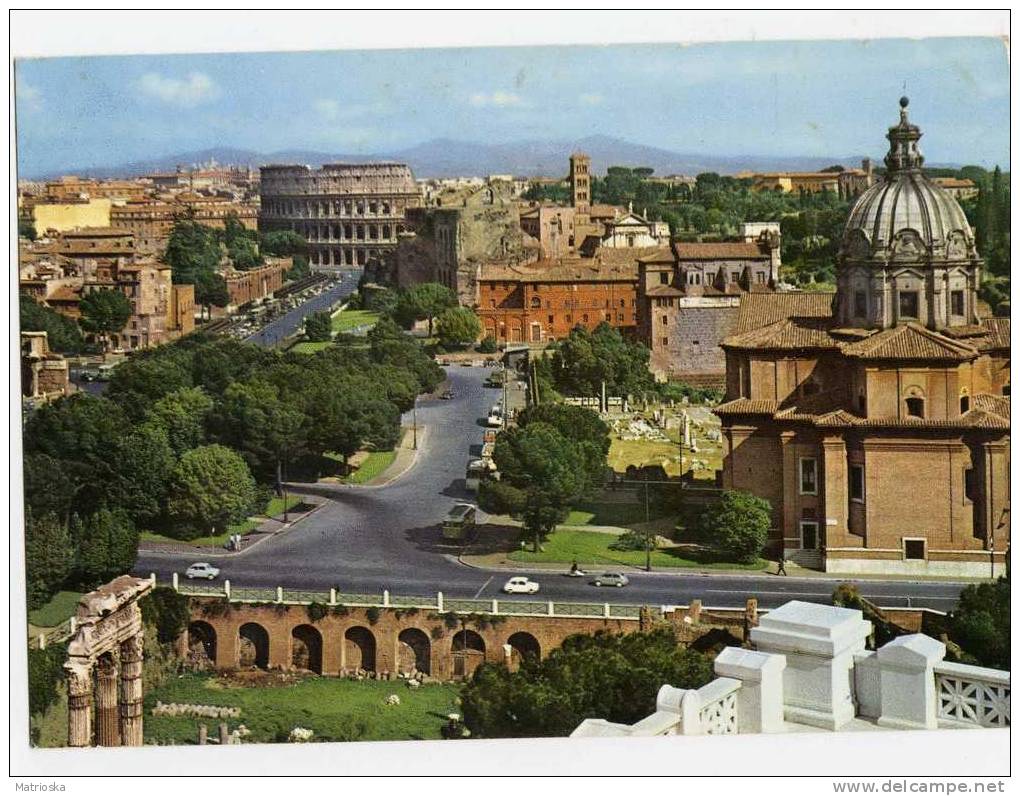 ROMA  -  Roma Via Dei Fori Imperiali E Colosseo Com´era - Stupenda  - VG 1964  - (897) - Coliseo
