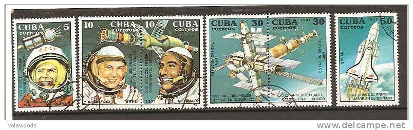 Cuba - Serie Completa Usata In Blocco: 30° Anniversario Del Primo Uomo Nello Spazio - Sud America
