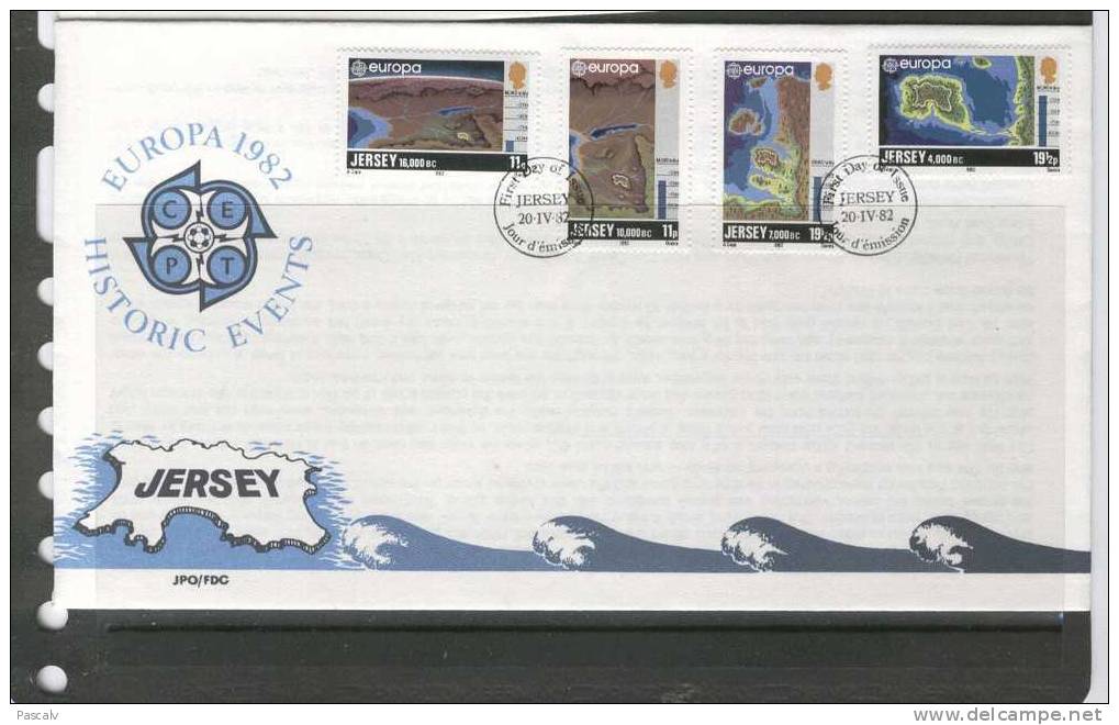 Jersey Sur FDC Europa 1982 Formation De L´ile - Iles