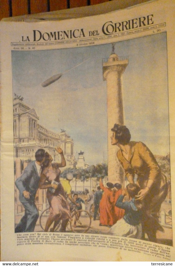 DOMENICA DEL CORRIERE WALTER MOLINO UFO SU ROMA 1954 OVNI ALIEN B3 - Eerste Uitgaves