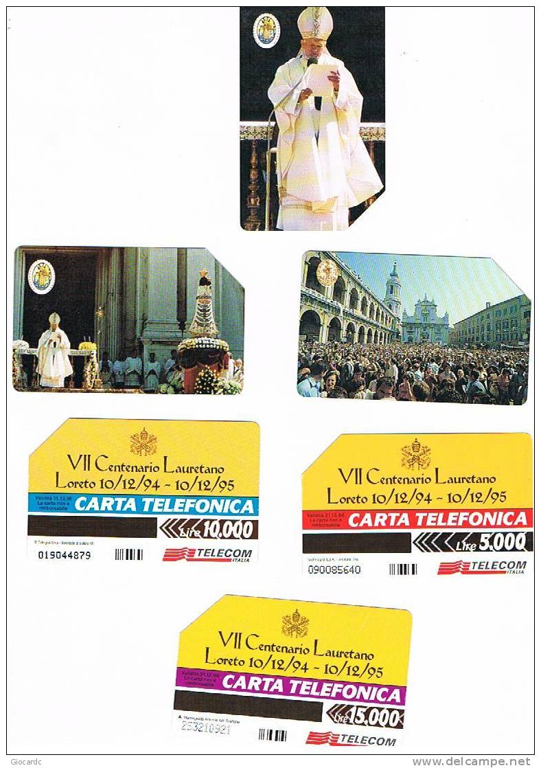 TELECOM ITALIA - CAT. C.& 2471.2473 - VII CENTENARIO LAURETANO: LORETO (AN) 1994-1995    - USATA - Pubbliche Speciali O Commemorative