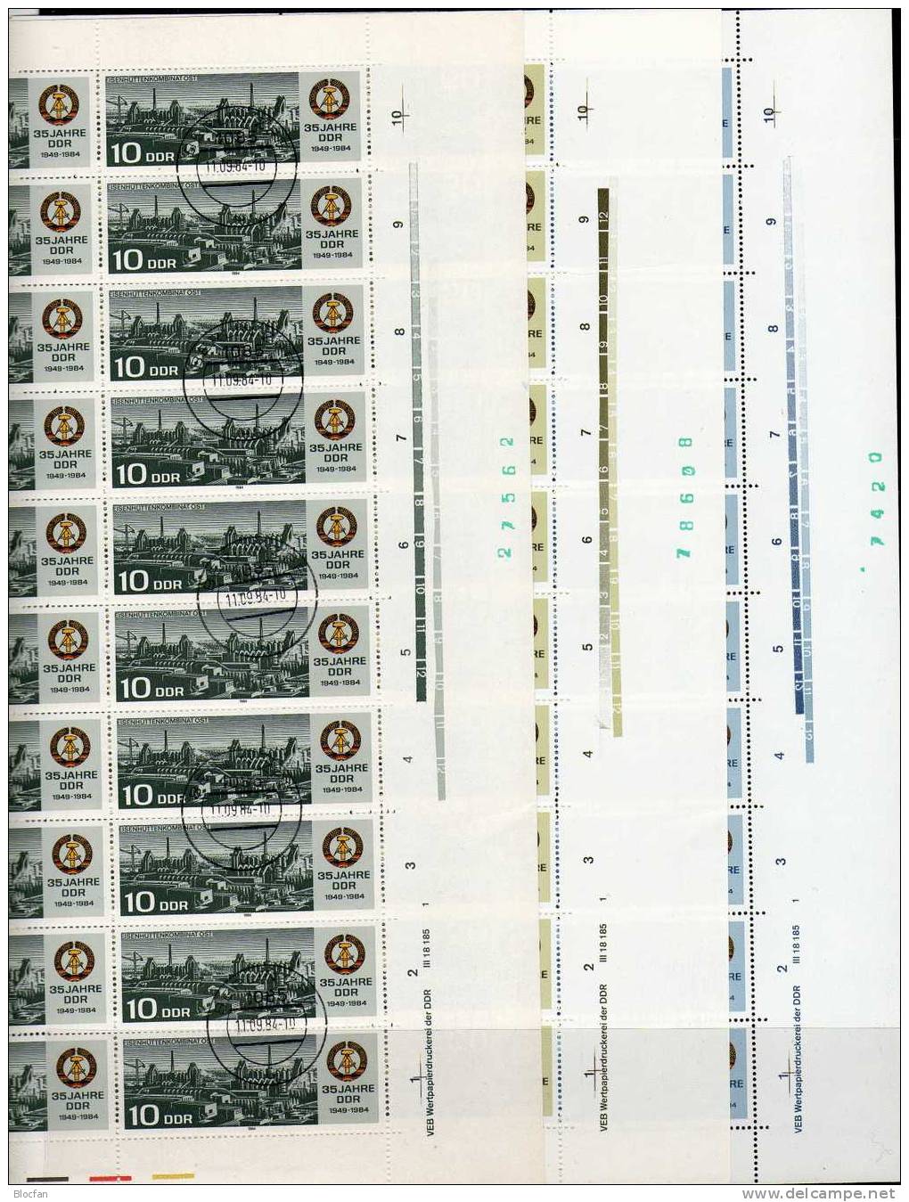 3 Bogen 35Jahre DDR 2893/95 Mit DV O 32€ Industrie Und Verteidigung Bloques Hojas Hb Blocs M/s Sheetlets Bf GDR Germany - 1st Day – FDC (sheets)