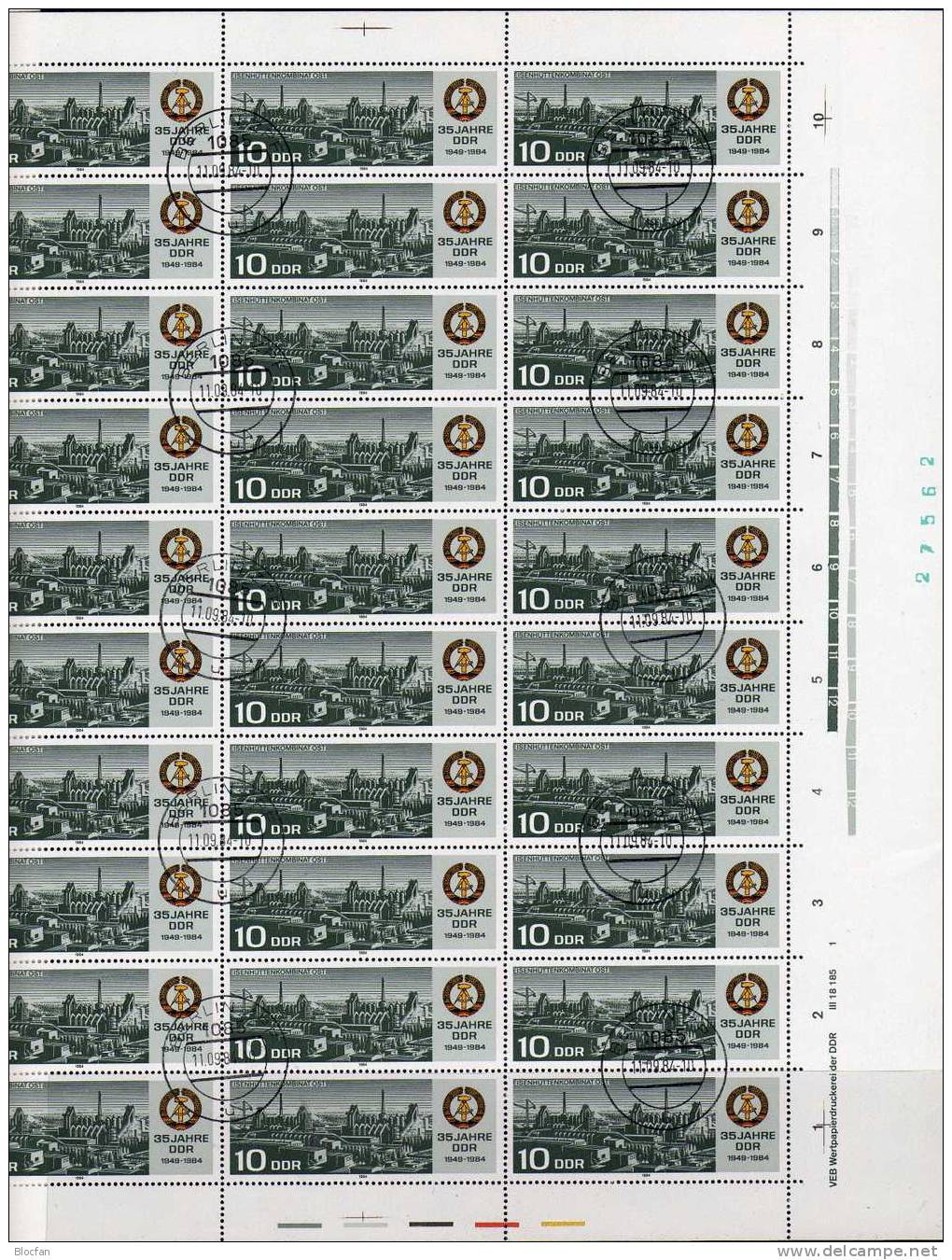 3 Bogen 35Jahre DDR 2893/95 Mit DV O 32€ Industrie Und Verteidigung Bloques Hojas Hb Blocs M/s Sheetlets Bf GDR Germany - 1st Day – FDC (sheets)