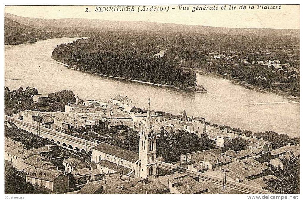 CPA, 07 Serrières, Vue Générale Et Ile De La Platière SERRIERES. - Serrières