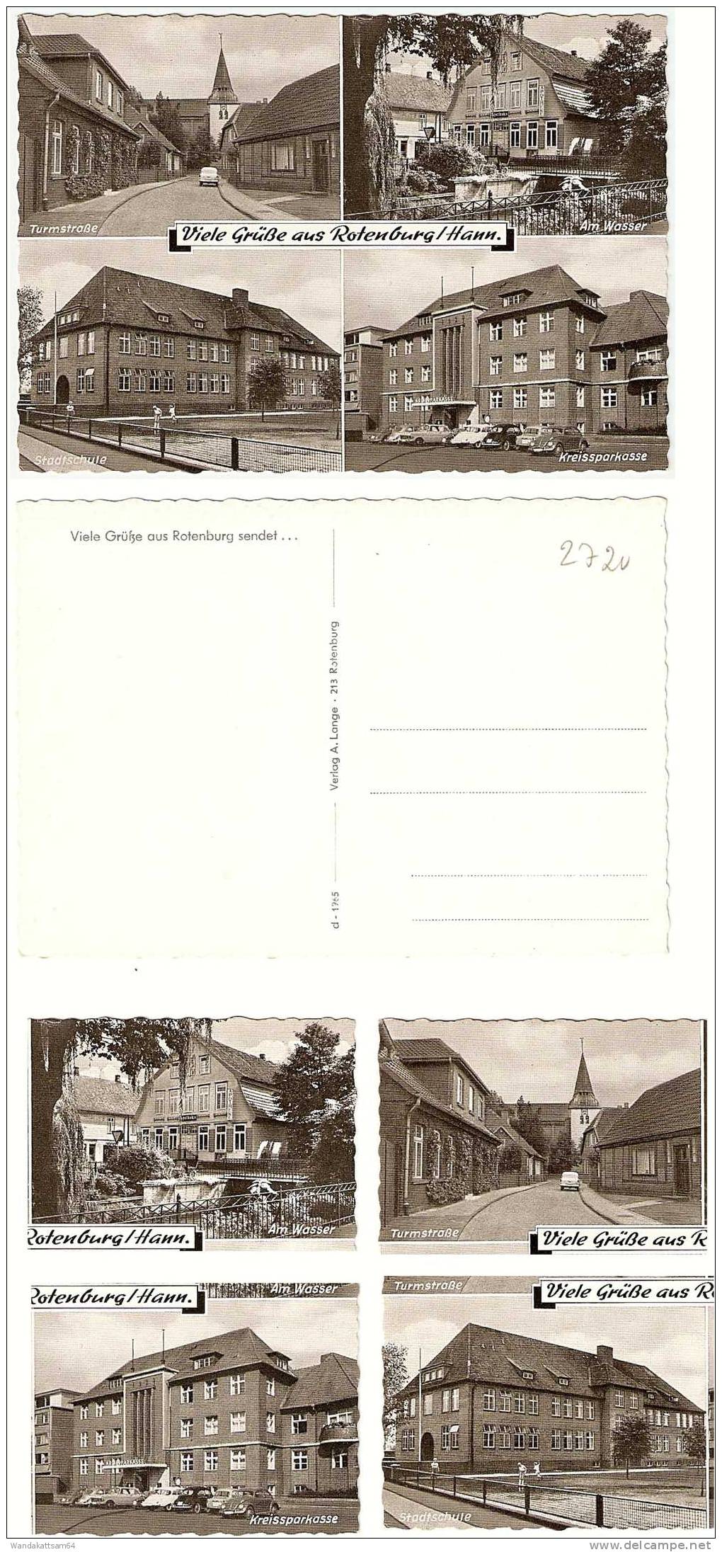 AK 1965 Viele Grüsse Aus Rotenburg HANN. Mehrbild 4 Bilder Stadtschule Am Wasser Turmstraße Kreissparkasse VW-Käfer - Rotenburg (Wuemme)