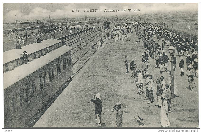 Pekin Peking  597 Arrivee Du Train, Railway Station , Arrival Of The Train , Advert MM, Messagerie - Chine