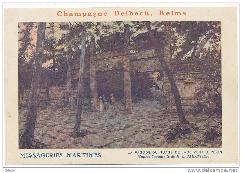 Pekin  MM, Messagerie Maritimes Pagode Nuage De Jade Vert Sabattier , Champagne Delbeck - Chine