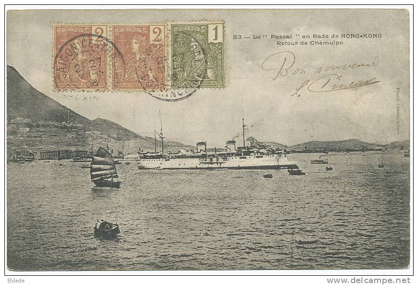 Hong Kong " Passal " Ship Returning From Chemulpo Korea , Russo Japanese War, PU Saigon - Chine (Hong Kong)