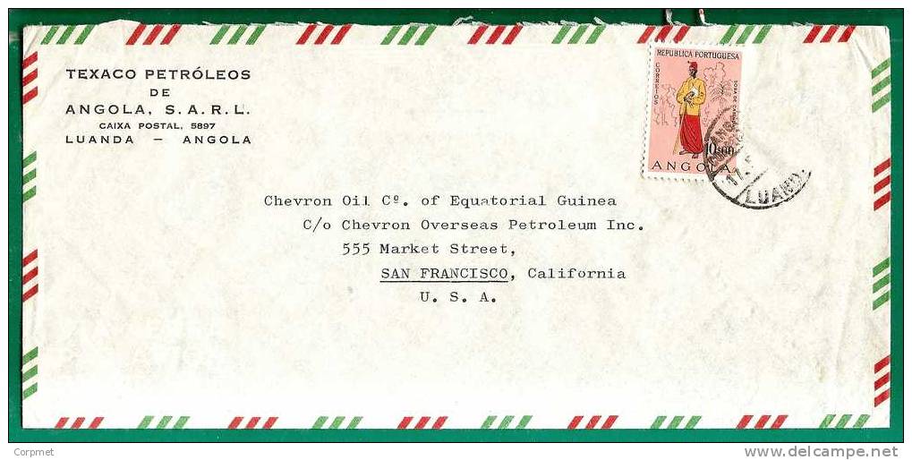 ANGOLA - COVER From TEXACO PETROLEOS De ANGOLA In LUANDA To SAN FRANCISCO - Angola