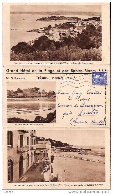 29 TREBOUL Carte Lettre 3 Panneaux R/V Sépia 1958 Splendide - Tréboul