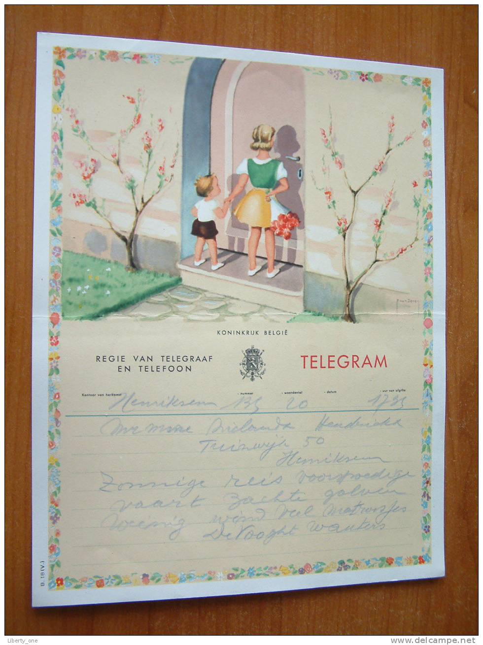 België / Belgique / Belgium TELEGRAM Voor NIELANDT HENDRICKX / HEMIKSEM Verzonden 8 VIII 1953 Te BOOM !! - Autres & Non Classés