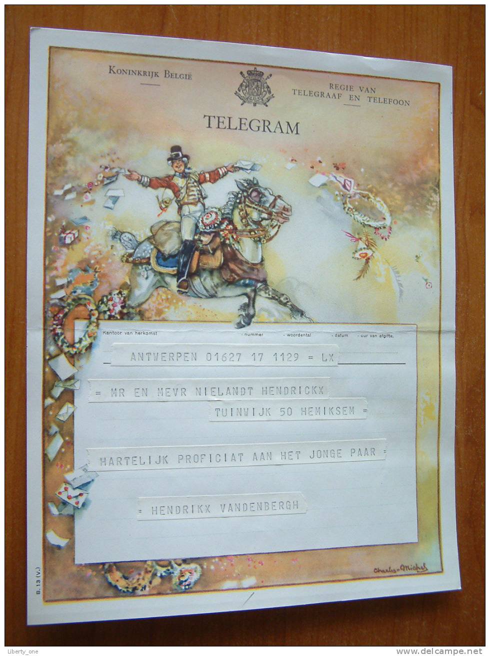 België / Belgique / Belgium TELEGRAM Voor NIELANDT HENDRICKX / HEMIKSEM Verzonden 8 VIII 1953 Te BOOM !! - Autres & Non Classés