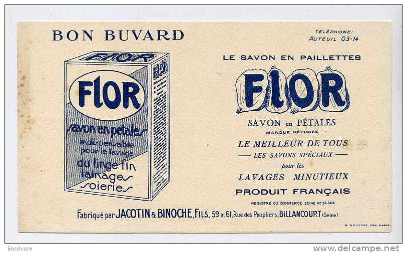 Buvard FLOR Savon Paillettes Jacotin Et Binoche Billancourt - Wash & Clean