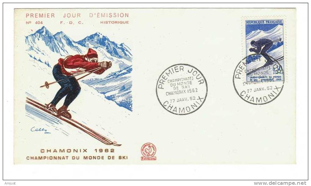 FDC  De France 1962, Championnat Du Monde De Ski Du 27.01.1962 No. Yvert & Tellier 1326-1327 (2 Lettres) - 1960-1969