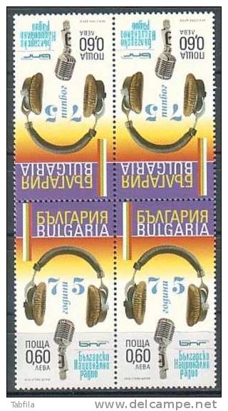 BULGARIA \ BULGARIE - 2010 - 75 Ans Bg Radio - Bl De 4** - Unused Stamps